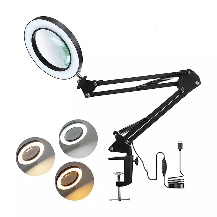 LED-suurennuslasivalaisin USB musta - Pöytävalaisimet - 6438168121048 - 1