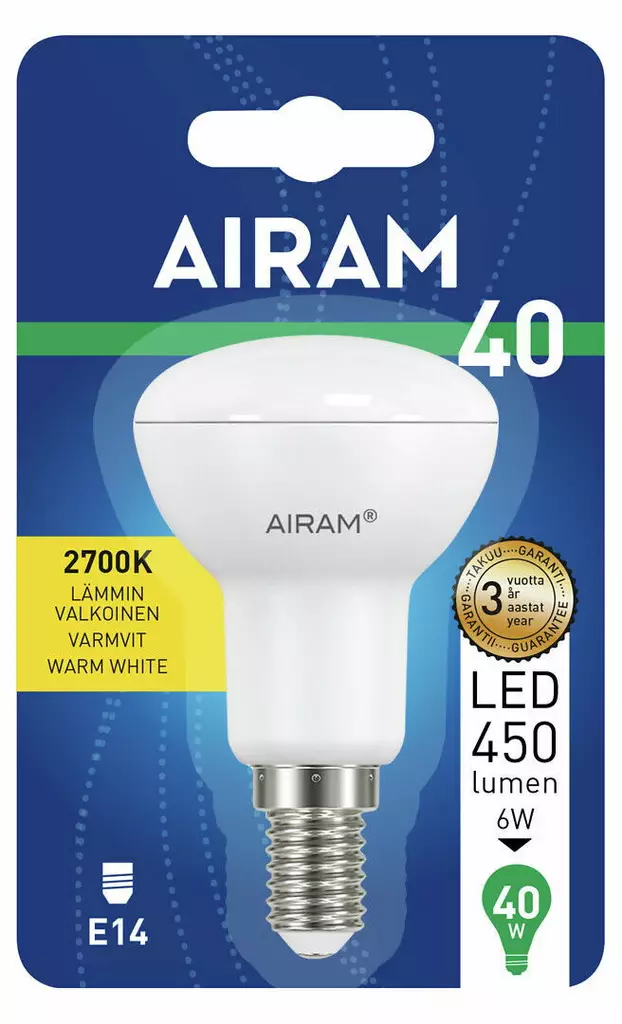 AIRAM LED KOHDELAMPPU 6W R50 420LM 110ASTETTA - Lamput E14 kanta - 6435200190178 - 1