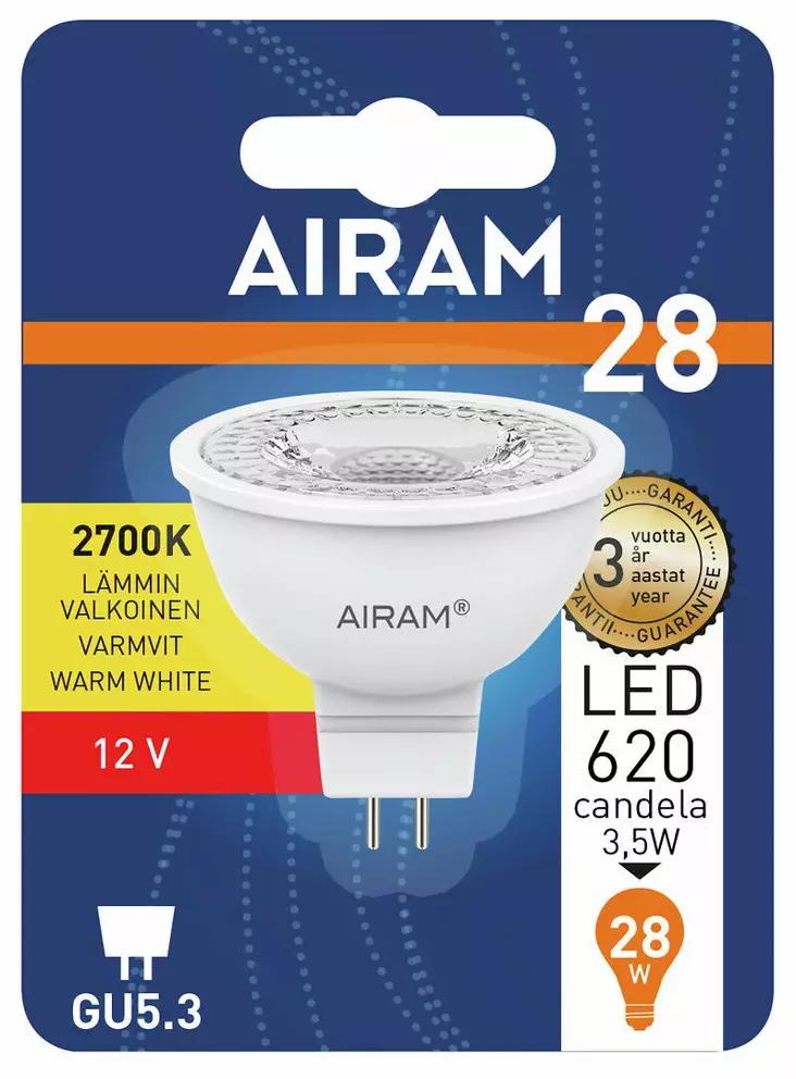 AIRAM LED MR16 3,5W GU5.3 230LM - Pistokantalamput - 6435200180858 - 1