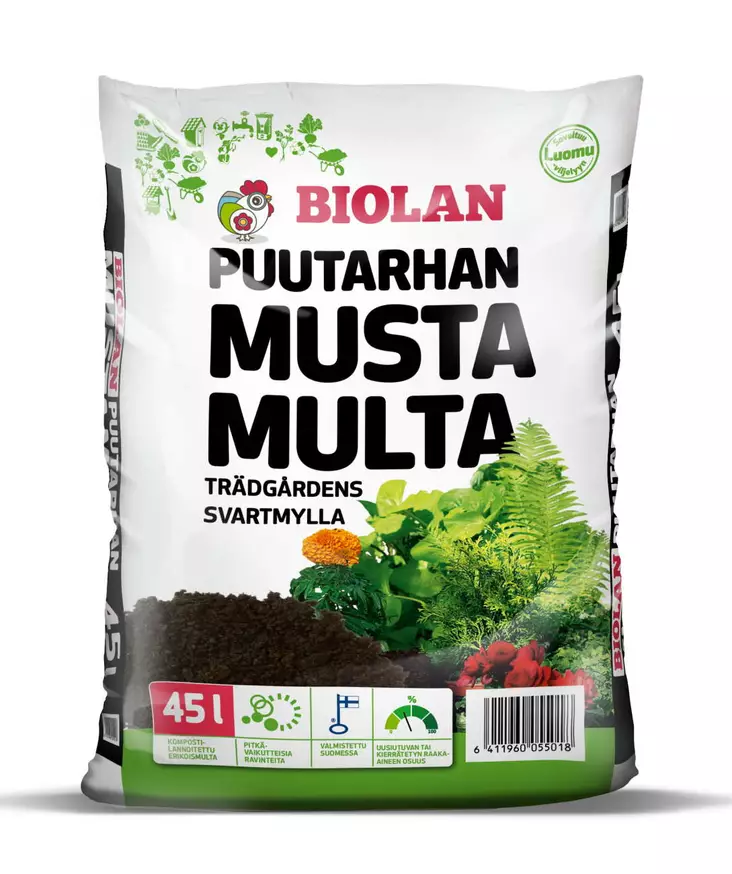 BIOLAN MUSTAMULTA 45L PUUTARHAN - Puutarhamullat ja -turpeet - 6411960055018 - 1