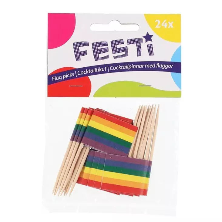 Cocktailtikku sateenkaari 24kpl - Vappukoristeet ja -tarvikkeet - 6410416372648 - 1