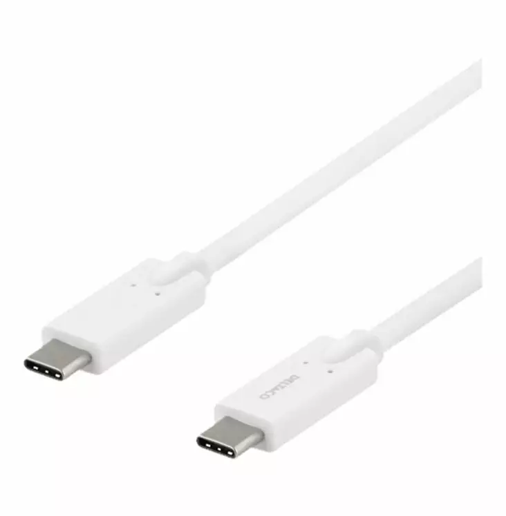 DELTACO USB-C-kaapeli, 5 Gbit/s, 5 A, 2 m, valkoinen - Laturit, kaapelit ja varavirtalähteet - 7333048044358 - 1