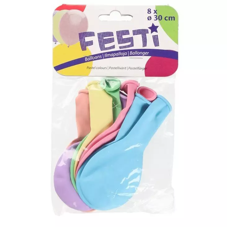 Ilmapallo pastellivärit 30cm 8kpl - Ilmapallot - 6410416344218 - 1