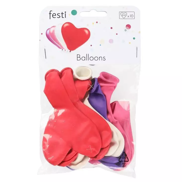 Ilmapallo sydän 30cm 10kpl - Vappukoristeet ja -tarvikkeet - 6410416451558 - 1