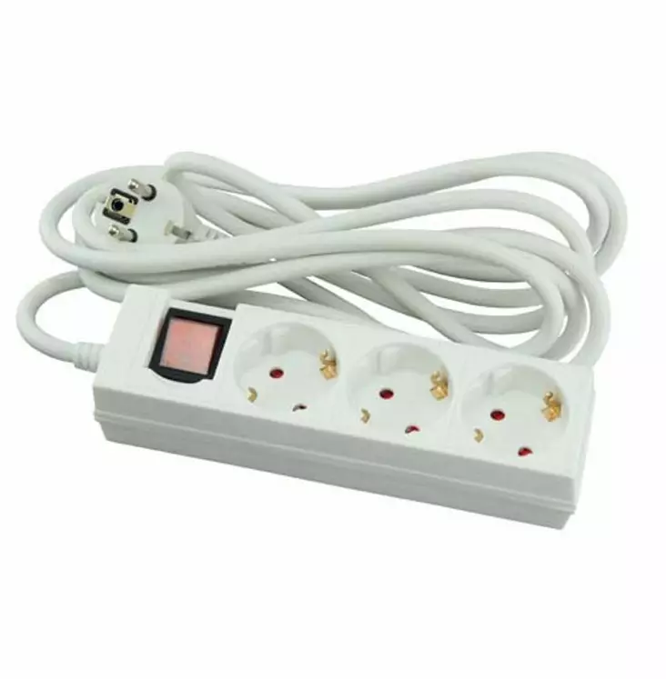 Jatkojohto 3m 3-osainen katkaisijalla maadoitettu - Jatkojohdot, kaapelikelat ja tarvikkeet - 6438140263308 - 1