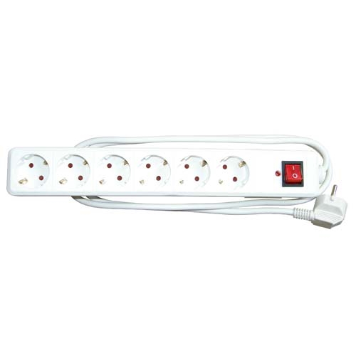 6 osainen jatkojohto maadoitettu - Jatkojohdot, kaapelikelat ja tarvikkeet - 6438140246158 - 1