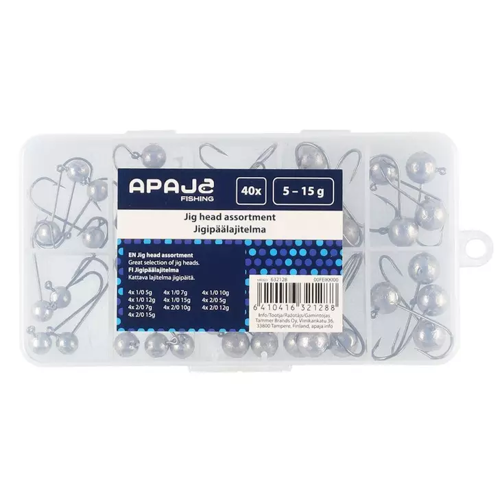 Jigipäälajitelma 5-15g 40kpl - Jigit ja jigipäät - 6410416321288 - 1