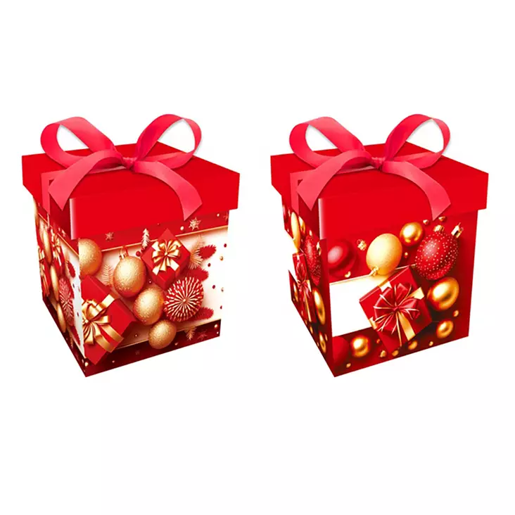 Joulu lahjalaatikko 22x22x22cm punainen - Lahjakassit joulu - 6438506009168 - 1