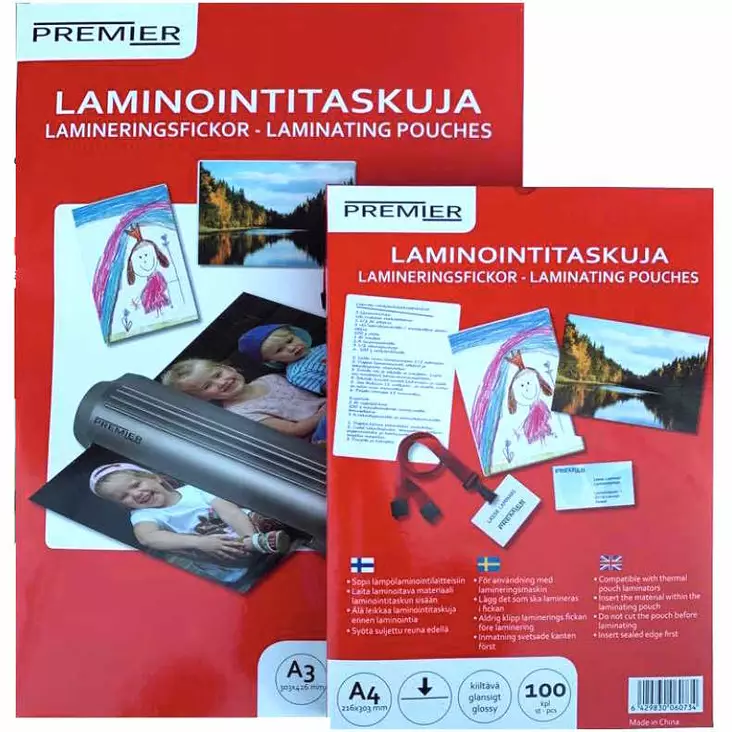 Vahva ja kestävä 125 mikronin laminointitasku A3 kokoisille papereille. - Kontaktimuovit ja muovitaskut - 6429830060758 - 1