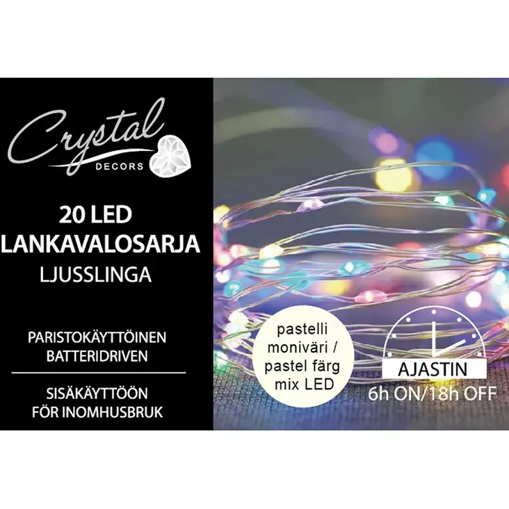 LED SISÄVALOSARJA 20 LED ajastin - Valosarjat paristokäyttöiset - 6438159388368 - 1
