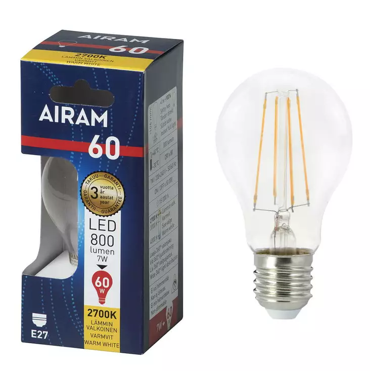 LED A60 7W/827 E27 FIL BX - Lamput E27 kanta - 6435200242808 - 1
