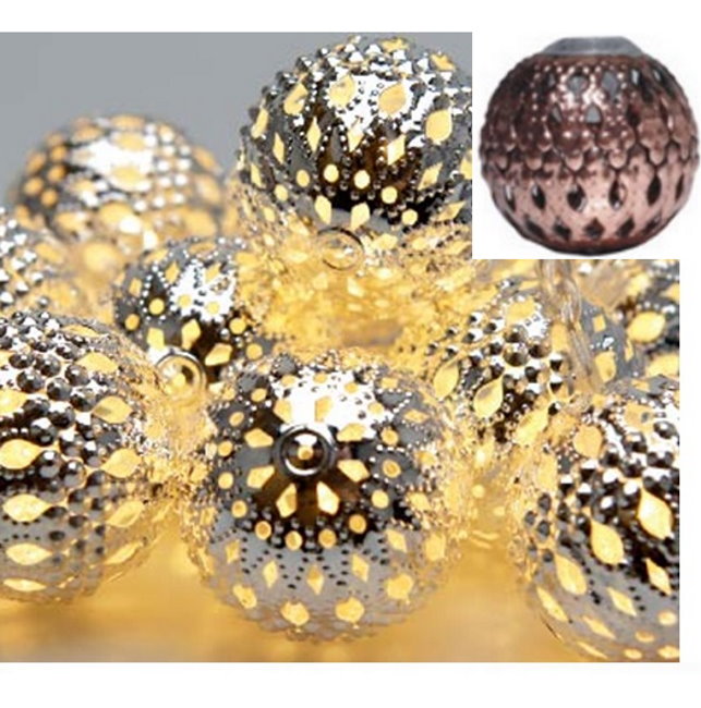 Led metallipallo valosarja kupari - Valosarjat paristokäyttöiset - 6438159118538 - 1