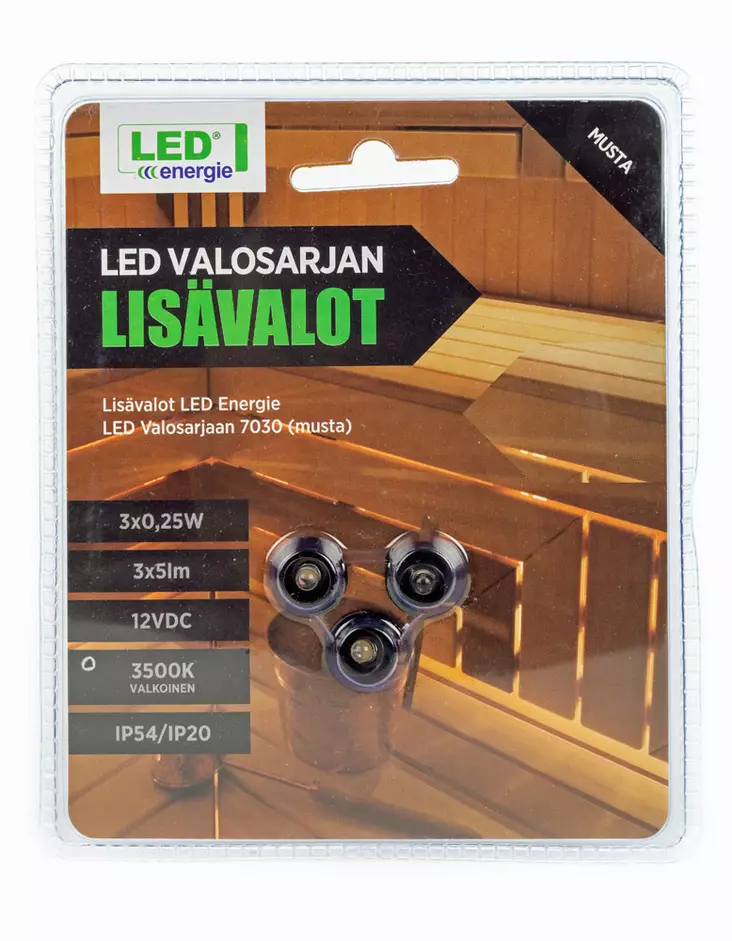 LISÄLAMPUT LED VALOSARJA 3-OS. MUSTA - Lisävalot - 6430066031498 - 1