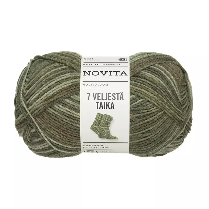 Novita 7 Veljestä taika 150g havupuu - Sukkalangat - 6412618215648 - 1