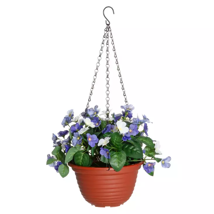 Orvokki amppelissa 22 cm sininen - Tekokasvit ja muovikukat - 6410416437248 - 1