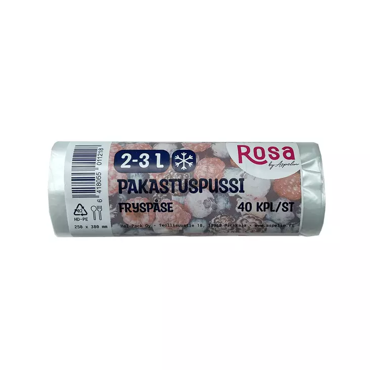 PAKASTEPUSSI 2-3L 40KPL ROSA 15my - Pakastuspussit ja -rasiat - 6418055011218 - 1