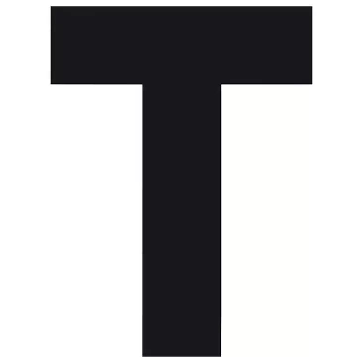 Pisla kirjaintarra t musta 8cm - Talonumerot ja -kirjaimet - 6414676008798 - 1