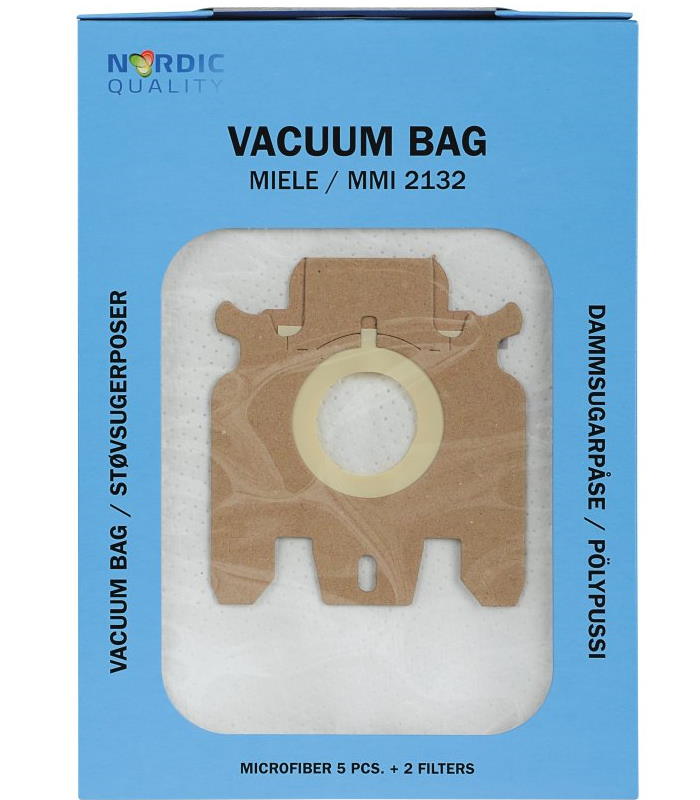 Pölynimuripussit, 5 kpl. + 2 suodatin MMI 2132 Nordic Quality Vacuum - Pölypussit ja suodattimet - 5706470075948 - 1