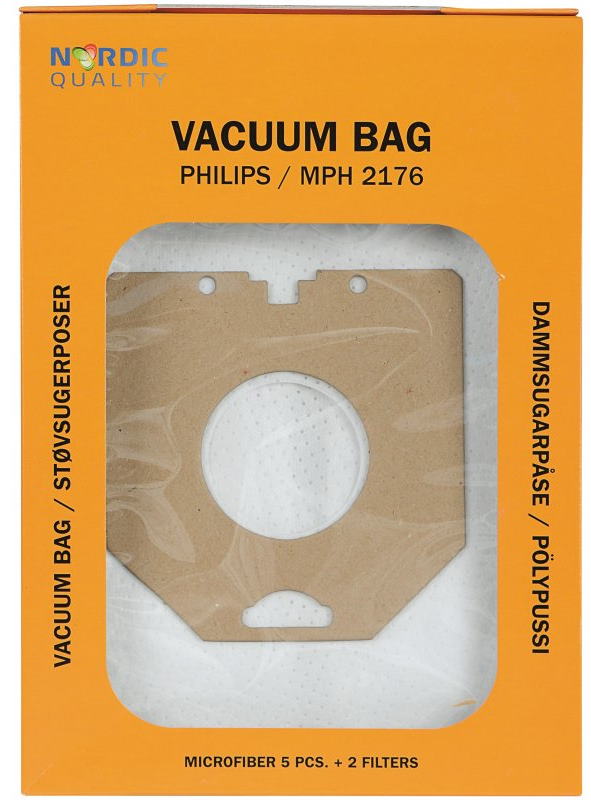 Pölynimuripussit, 5 kpl. + 2 suodatin MPH 2176 Nordic Quality Vacuum - Pölypussit ja suodattimet - 5706470075788 - 1
