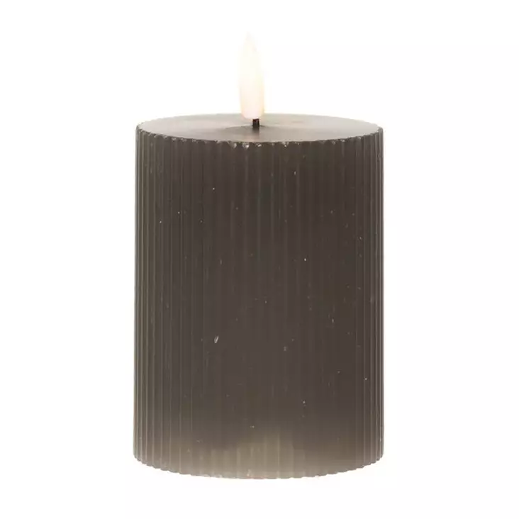 Pöytäkynttilä Led rihlattu 3D liekki harmaa - LED-kynttilät - 6410416302478 - 1