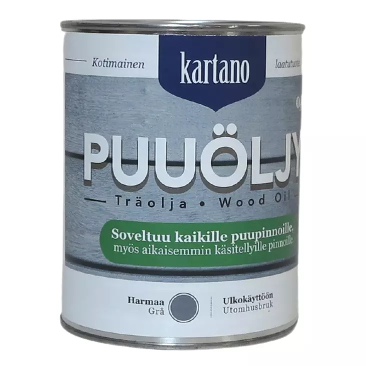 Puuöljy 0,9L harmaa Kartano - Puuöljyt ja puunsuoja-aineet - 6438168101118 - 1