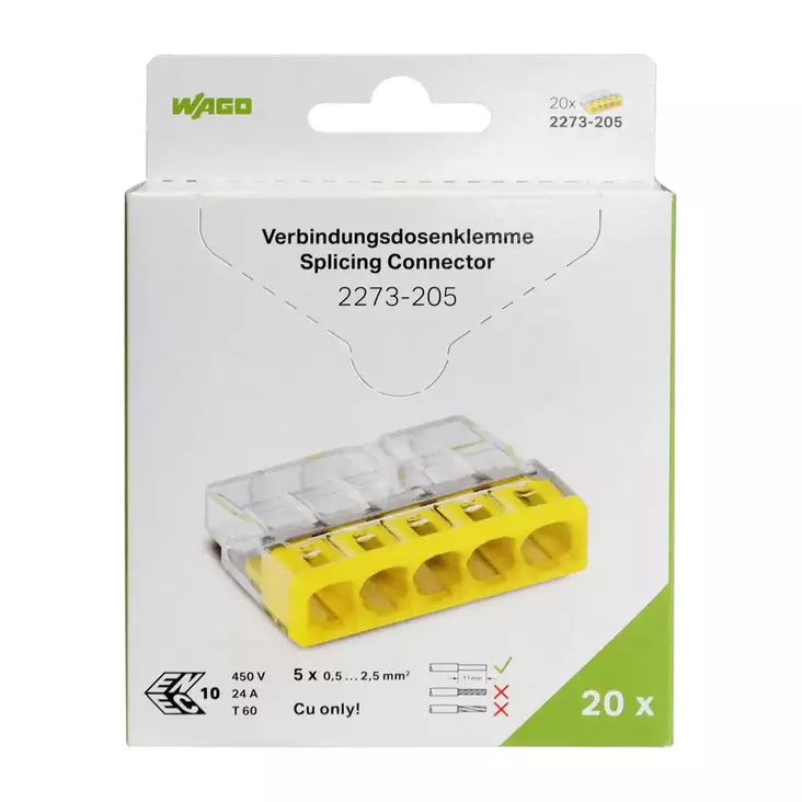 RASIALIITIN Wago 5-nap 20kp/pkt - Asennustarvikkeet, rasiat ja sulakkeet - 4066966001808 - 1