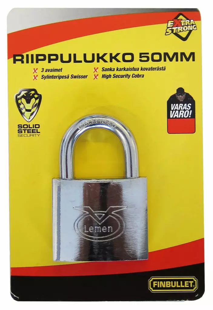 RIIPPULUKKO 50MM - Riippulukot, kassalippaat ja kassakaapit - 6438152025208 - 1