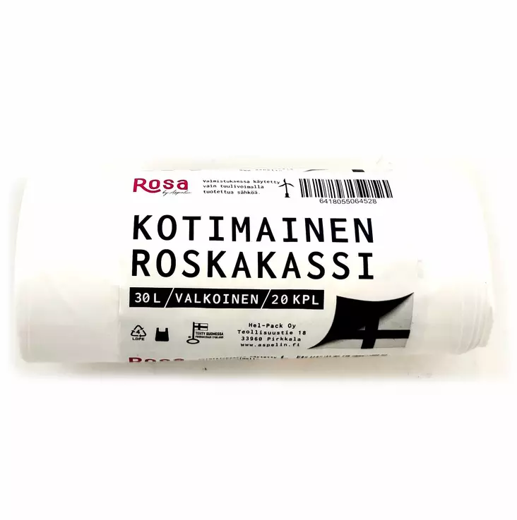 ROSKAKASSI 30L 20KPL VALK 520X600 0,018 - Roskapussit - 6418055064528 - 1