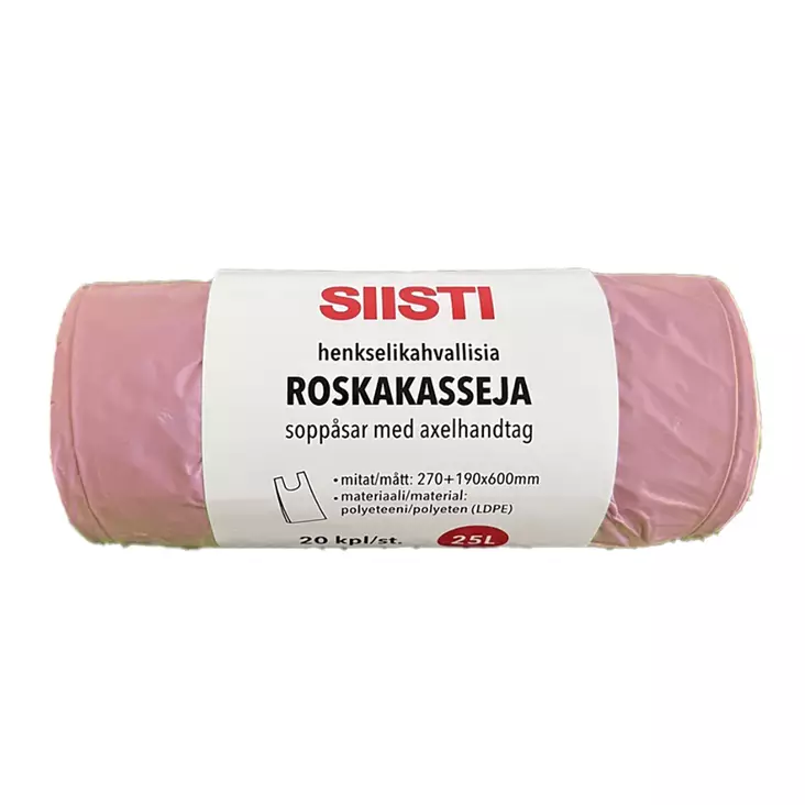 Roskakassi 25l 20kpl pinkki 20mic - Roskapussit - 6438506017248 - 1