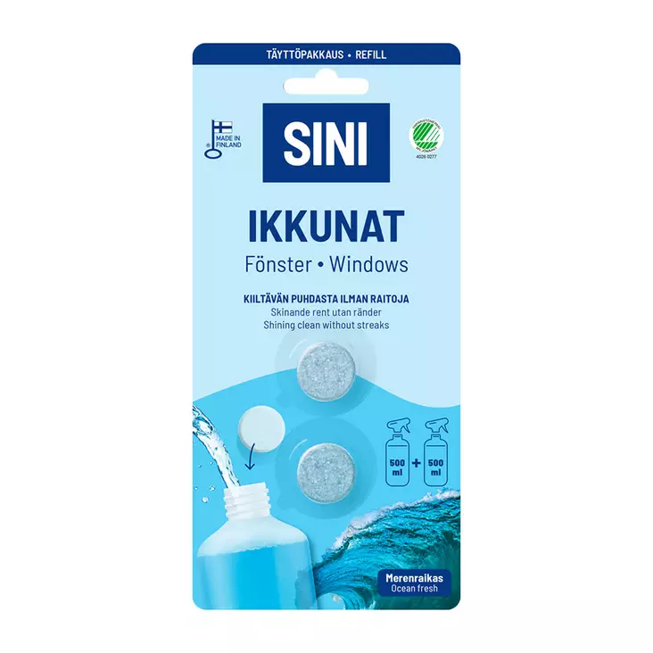 SINI IKKUNA 2 TABL TÄYTTÖPAKKAUS - Ikkunanpesuaineet - 6423800070068 - 1