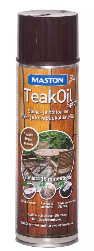 TEAK OIL SPRAY 500ML RUSKEA TIIKKIÖLJY MASTON - Puuöljyt ja puunsuoja-aineet - 6412490005658 - 1