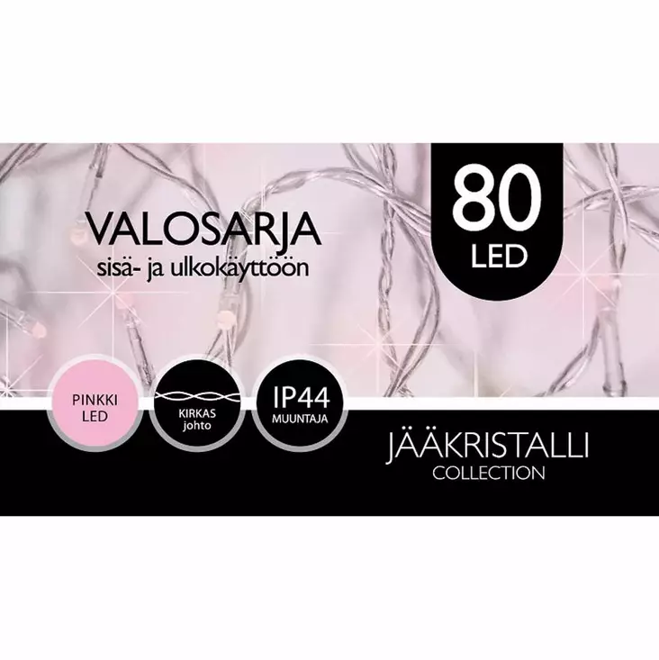 ULKOVALOSARJA LED 80Led Pinkki - Valosarjat verkkovirta - 6438159119498 - 1