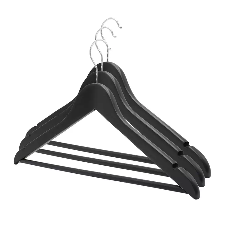 Vaateripustin puinen 3 kpl musta - Henkarit - 6438506005078 - 2