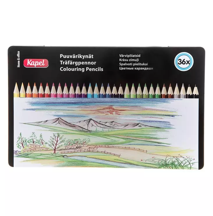 puukyn=C3=A4t peltirasiassa 36kpl - Puuvärikynät ja liidut - 6410411520778 - 1