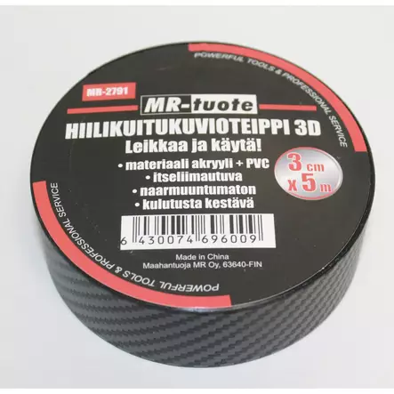 Hiilikuitukuvioteippi 3D 5m x 3cm - Muut teipit - 6430074696009 - 1