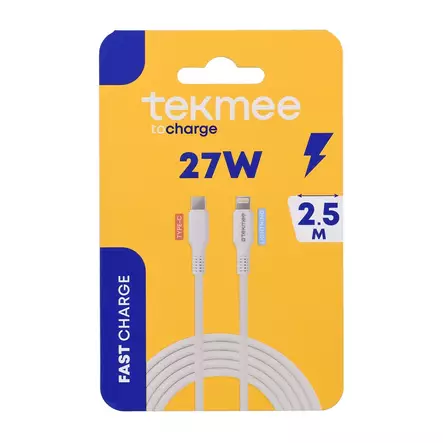 Tekmee latausjohto 2,5m 27W pika - Puhelimet ja puhelintarvikkeet - 3661075376499 - 1