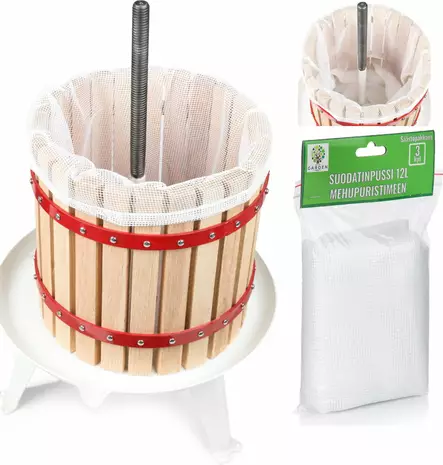 Mehupuristimen suodatinpussi puristimen sisällä. - Mehupuristimet ja tarvikkeet - 6438168104409 - 1