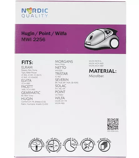 Pölynimuripussit, 5 kpl MWI 2256 Nordic Quality Vacuum - Pölypussit ja suodattimet - 5706470075849 - 2