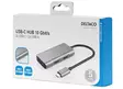 Deltaco USB-hubi, USB-C uros - 2x USB-C naaras ja 2x USB-A naaras, 10Gb/s - Oheislaitekaapelit ja adapterit - 7333048047519 - 3