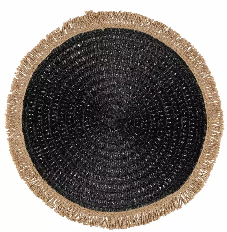 Py=C3=B6re=C3=A4 tabletti juuttihapsuilla. Halkaisija 43cm. V=C3=A4ri =
musta/natural. - Pöytätabletit - 6410416039879 - 1