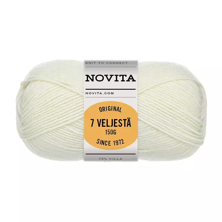 7- Veljestä 150g luonnonvalkoinen - Sukkalangat - 6412618213989 - 1