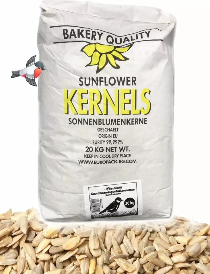 Auringonkukan siemen 20kg kuorittu - Lintujen talviruokinta, siemenet & talit - 769 - 1