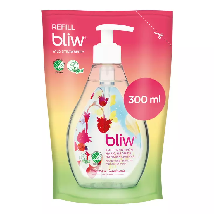 Bliw Nestesaippua täyttö 300ml mansikka - Käsisaippuat - 7310610029579 - 1