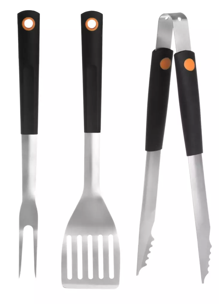 Grillivälinesarja Basic 3kpl trp-kahvalla Mustang - Grillausvälinesetit - 6410413158399 - 1