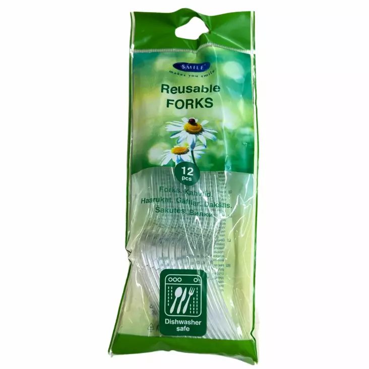 Uudelleenkäytettävät haarukat 12kpl. - Kertakäyttöaterimet - 4741186000779 - 1