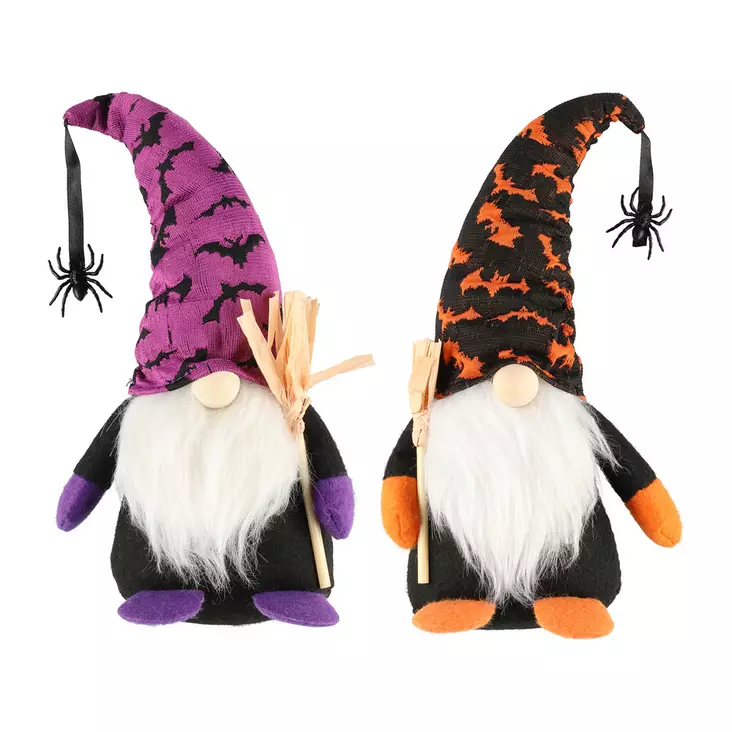 Halloweentonttu 21 cm luudalla - Halloween koristeet ja -tarvikkeet - 6412165103719 - 1