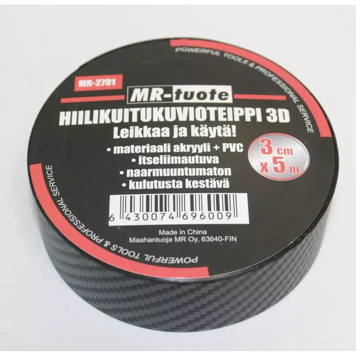 Hiilikuitukuvioteippi 3D 5m x 3cm - Muut teipit - 6430074696009 - 1