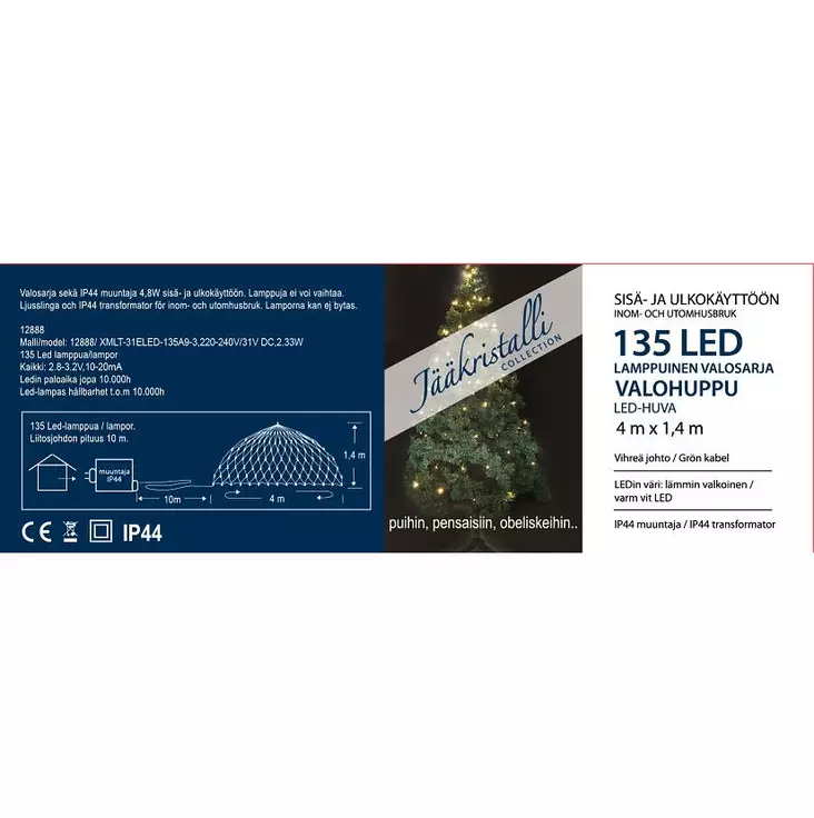 JÄÄKRISTALLI VALOHUPPUSARJA 135 LED LÄMM - Valosarjat verkkovirta - 6438159128889 - 1