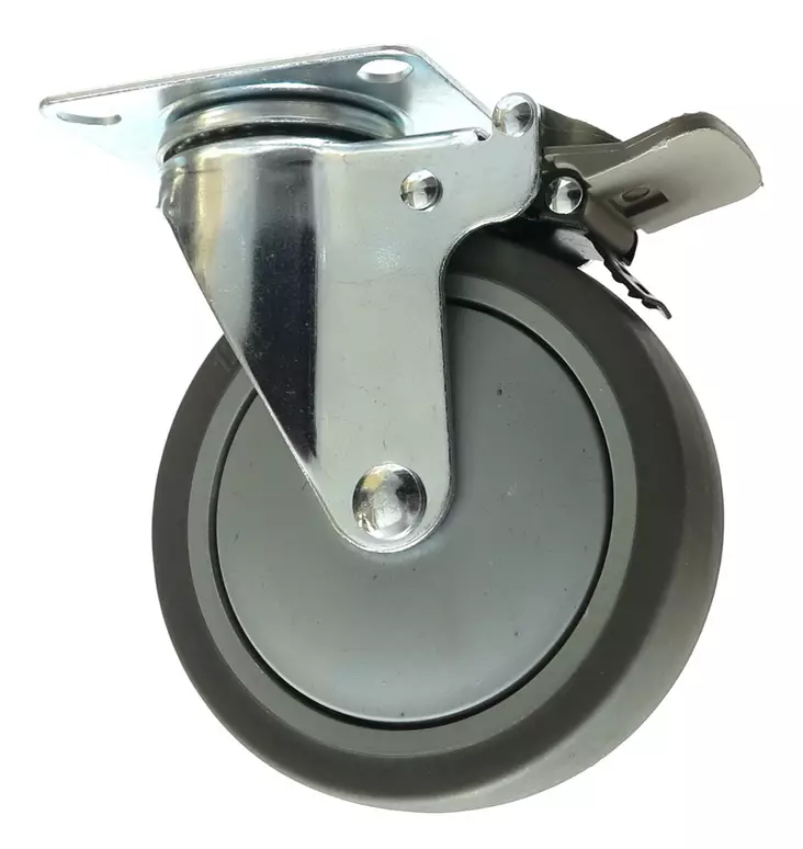 KALUSTEPYÖRÄ 125mm KÄÄNTYVÄ + JARRU - Kalustepyörät - 6438168104799 - 1