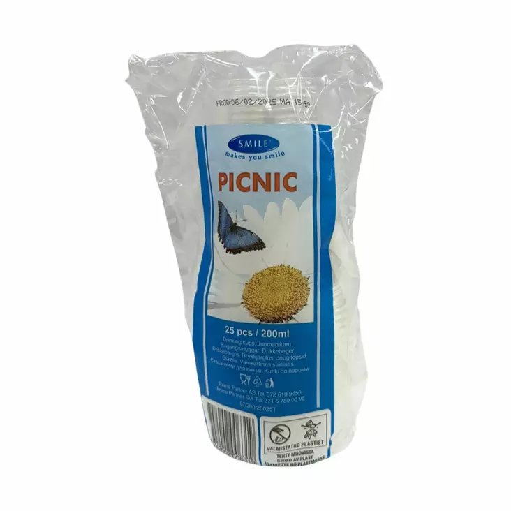 Kertakäyttö Muovimuki 200ML 25Kpl/Pkt. - Kertakäyttömukit ja -lasit - 4742002006319 - 1